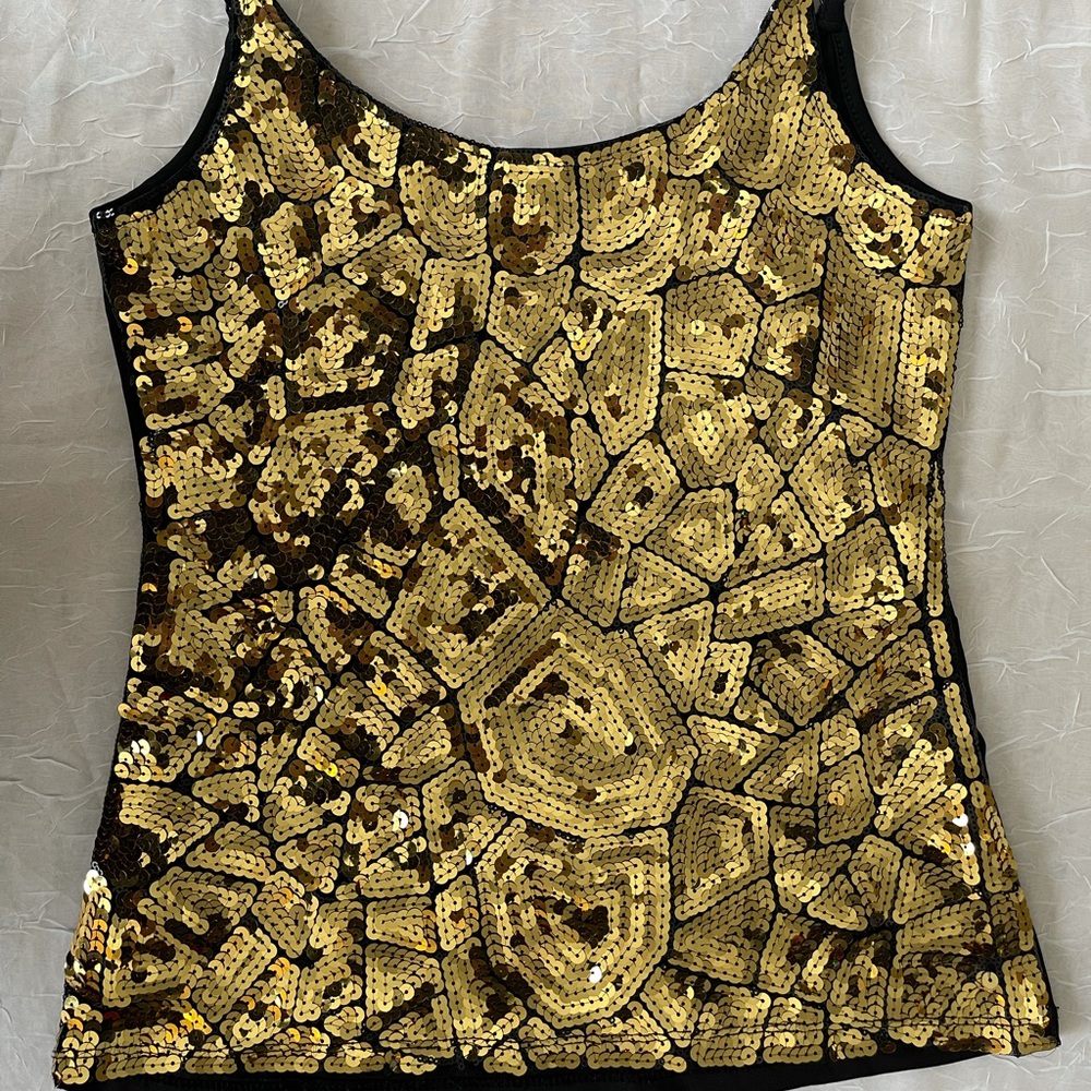 Love J sequin gold and black tank top
